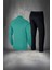 Büyük Beden Erkek Siyah Supra Penye Kumaş Fermuarlı Şık Koşu ve Yürüyüş Takımı (4xl- 10XL) 4
