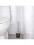 5'li Banyo Seti Çelik Çöp Kovası, Porselen Diş Fırçalık, Sabunluk, Tuvalet Fırçası Siyah 4