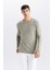 Relax Fit Bisiklet Yaka Basic Düz Triko Kazak D3278AX24WN 3