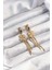 Gold Renk Italyan Zincirli Yonca Model Halka Küpe - EBJ240928W28370 2
