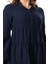 Uzun Kol Seçil Pazen Kısa Sonbahar ve Kışlık Elbise Lacivert Lcvt 3