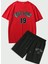 Erkek Kırmızı New York 19 Baskılı Şort T-Shirt Takım 3