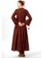 Uzun Kol Seçil Pazen Sonbahar ve Kışlık Uzun Elbise Papatya Desen Bordo Brd 2
