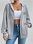 Unisex Gri Kalp Baskılı Ince Mevsimlik Kapşonlu Oversize Hırka 1