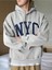 Erkek Duman Gri Nyc Baskılı Oversize Kapşonlu Sweatshirt 2