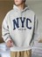 Erkek Duman Gri Nyc Baskılı Oversize Kapşonlu Sweatshirt 3