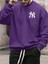 Erkek Ny Ön Arka Baskılı Oversize Bisiklet Yaka Sweatshirt 1