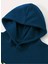 Erkek Petrol Mavi Monaco Baskılı Oversize Kapşonlu Sweatshirt 1