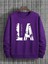 Erkek Mor La Baskı Bisiklet Yaka Sweatshirt 1