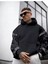 Erkek Kahverengi Kol Desenli Oversize Kapşonlu Sweatshirt 2
