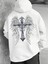 Erkek Beyaz Sırt Hac Baskılı Kapüşonlu Sweatshirt 1