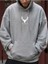 Erkek Gri Geyik Baskı Kapüşonlu Sweatshirt 1