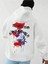 Erkek Beyaz Sırt Gül Baskılı Kapüşonlu Sweatshirt 2