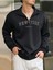 Erkek Siyah New York Baskılı Yarım Fermuarlı Oversize Polo Yaka Sweatshirt 4