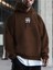 Erkek Kahverengi Y Logo Baskılı Kapüşonlu Sweatshirt 1