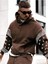 Erkek Kahverengi Kol Desenli Oversize Kapşonlu Sweatshirt 1