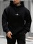 Erkek Siyah New York Baskılı Kapüşonlu Sweatshirt 1