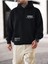 Erkek Siyah Be Yourself Baskılı Oversize Kapşonlu Sweatshirt 1