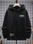 Erkek Siyah Be Yourself Baskılı Oversize Kapşonlu Sweatshirt 2
