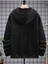 Erkek Siyah Be Yourself Baskılı Oversize Kapşonlu Sweatshirt 3