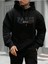 Erkek Siyah Büyük Paris Baskılı Kapüşonlu Sweatshirt 1