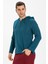 Şile Bezi Kapüşonlu Erkek Yazlık Sweatshirt Petrol Ptrl 3