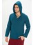 Şile Bezi Kapüşonlu Erkek Yazlık Sweatshirt Petrol Ptrl 4