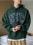 Erkek Yeşil Siyah Nyc Baskılı Oversize Kapşonlu Sweatshirt 4