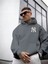 Erkek Ön Arka Ny Baskılı Kapüşonlu Sweatshirt 3