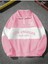 Unisex Pembe Los Angeles Baskılı Oversize Parçalı Polo Yaka Fermuarlı Sweatshirt 1