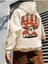 Unisex Bej Mushroom Baskı Kapüşonlu Sweatshirt 1