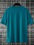 Erkek Petrol Mavi Yaka Baskılı Oversize T-Shirt 3