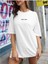 Kadın Beyaz New York Baskılı Oversize T-Shirt 1
