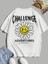 Kadın Beyaz Papatya Baskılı Bisiklet Yaka T-Shirt 1