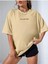 Kadın Bej Lets Get Lost Baskılı Oversize T-Shirt 1