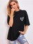 Kadın Kalp Baskılı Oversize T-Shirt 1