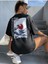 Unisex Siyah Dalga Sırt Baskılı Oversize Tshirt 2