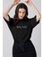 Kadın Siyah Moon Baskılı Oversize T-Shirt 1