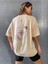 Unisex Bej Pusula Sırt Baskılı Oversize T-Shirt 3