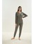 Kadın Uzun Kol Kaşkorse Haki Pijama Takım C8T7N1O61 3