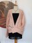 Oversize Bomber Model Pudra Pembe Yün Ipten El Örgüsü Ceket / Hırka 1