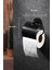 Siyah Geniş Kapaklı Vidalı Tuvalet Kağıtlığı Wc Kağıtlık Tuvalet Kağıdı Askısı Metal 2
