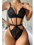 Heloshe Kadın Siyah Dantel Sexy Fantezi Babydoll 1