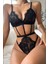 Heloshe Kadın Siyah Dantel Sexy Fantezi Babydoll 3