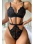Heloshe Kadın Siyah Dantel Sexy Fantezi Babydoll 4