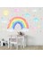 Renkli gökkuşağı ve bulutlar çocuk odası duvar sticker seti, eğlenceli ve sevimli tasarım 4