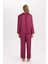 Fall in Love Pijama Takım Basic Düz Saten Uzun Kollu Üst Beli Lastikli Alt D6940AX24AU 5