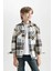 Erkek Çocuk Oversize Geniş Kalıp Polo Yaka Flanel Cepli Kareli Uzun Kollu Gömlek D6686A824WN 1