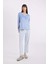 Fall in Love Pijama Takım V Yaka Velur Uzun Kollu Basic Düz Üst Çizgili Beli Lastikli Alt A6205AX24AU 2