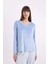 Fall in Love Pijama Takım V Yaka Velur Uzun Kollu Basic Düz Üst Çizgili Beli Lastikli Alt A6205AX24AU 4